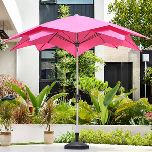 Sombrilla de <span class=keywords><strong>Patio</strong></span> con Diseño de Flores Pequeñas, Poste Central, Dos Niveles, Color Rosa - Product Image 1