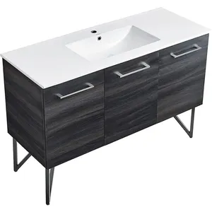 36 Inch Lowes Tall Hout Smalle Matte Zwarte Spiegel Bad Vanity Set Mdf Badkamermeubel Ijdelheid Met Wastafel