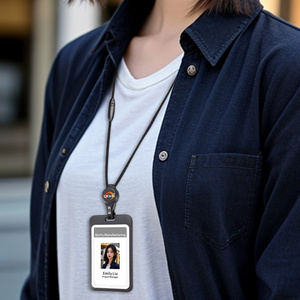 <span class=keywords><strong>Porte</strong></span>-<span class=keywords><strong>badge</strong></span> <span class=keywords><strong>transparent</strong></span> double face extensible avec cordon pour carte d'identité - Product Image 5