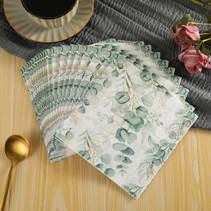 Plant Printed Paper Napkins 330mmx2 Green Leaf Design Disposable For Birthday Party Use - Product Image 2