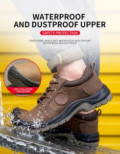 Scarpe Antinfortunistiche Unisex di Marca con Tomaia in Vera Pelle di Vacchetta, Impermeabili, con Lacci e Punta in Acciaio per Lavoro in Fabbrica e Miniera - Product Image 6