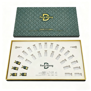 Caixa de Embalagem de Beleza Personalizada em Papel <span class=keywords><strong>Premium</strong></span> com Tampa Verde Esmeralda e Base, Caixa de Presente com Textura Geométrica para Kits de Ampolas de Cuidados com a Pele - Product Image 2