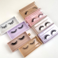 Cils naturels courts et vaporeux en faux vison 3D, emballage personnalisé, cils longs faits à la main