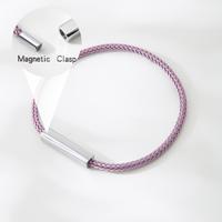 Bracelet tressé personnalisé avec logo, breloque vierge, en acier inoxydable argenté, fermoir magnétique étanche, bijoux DIY pour femmes et hommes