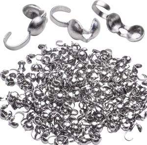 Puntas de cuentas de acero inoxidable extremo abierto plegable sobre calotte pequeñas cubiertas de <span class=keywords><strong>nudo</strong></span> para pulseras collares - Product Image 1