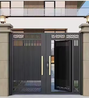 Porte d'entrée de villa individuelle avec conception coulissante, sonnette, appel, mot de passe secret, clés, porte de clôture en alliage d'aluminium