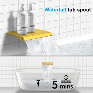Bồn tắm vòi hoa sen đặt áp lực cao mưa tắm với phun cầm tay chải vàng chứa vòi hoa sen van và TRIM Kit - Product Image 4