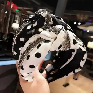 Polka dot hairband geniş kenar kafa yıkama yüz kafa çok yönlü kumaş saç tokası