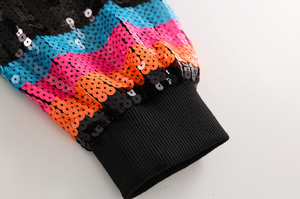 Veste d'équipe de basketball en gros, personnalisée, d'hiver, à <span class=keywords><strong>col</strong></span> montant, fermeture éclair, respirante, tricotée, avec des sequins brillants - Product Image 6