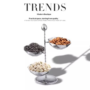 Nampan Sajian Camilan 2-4 Wadah dari Baja Anti Karat dengan Stand untuk Kacang, Permen, Buah, Saus Celup, Pesta, BBQ, Piknik, Set Portabel dan Dapat Ditumpuk - Product Image 3