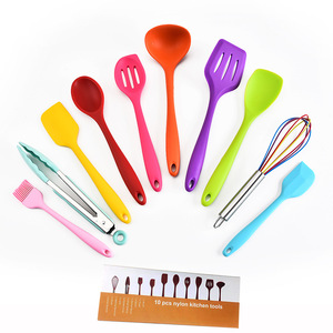 Vente en gros de 10 pièces de kit <span class=keywords><strong>d</strong></span>'ustensiles de cuisine en silicone toutes les fournitures de cuisine spatule de cuisson intégrée kit <span class=keywords><strong>d</strong></span>'ustensiles de cuisine en silicone - Product Image 4