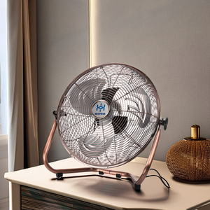 Ventilateur de sol en laiton de 14 pouces avec design rétro, 3 vitesses, fonctionnement silencieux, gain de place pour usage domestique et hôtelier - Product Image 6