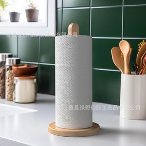 Wooden Tissue Holder Desktop <b>Kitchen</b> Bathroom Paper Roll Stand Storage <b>Rack</b> Multi Purpose - Product Image 3