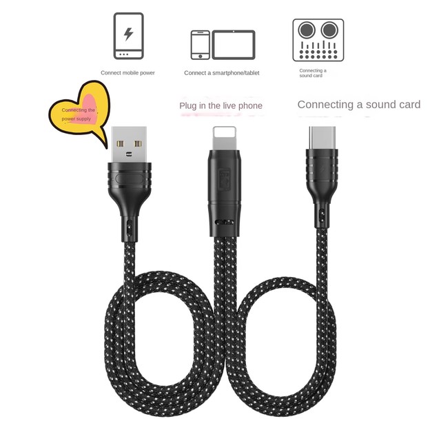 1.5m OTG Adapter Cable Data Charging Cord T22B~ Audio Converter Cable for Microphone Live Sound Card