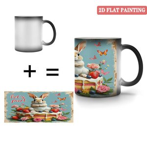 Mug à café pour la pause déjeuner quotidienne, noir givré, 11 oz, en céramique, tasse magique changeante de couleur - Product Image 4