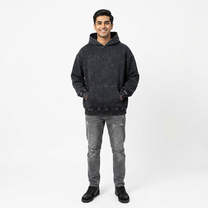 Haute qualité 100% coton lavé à l'acide sweat à capuche série High Street lavage vieux pull pierre lavé Vintage sweats à capuche - Product Image 1