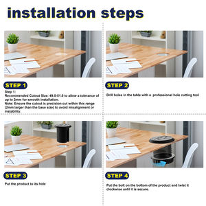 Fábrica Preta Us Tomada De Energia Padrão Carga Rápida Construção De Desktop Rodada Grommet Tomada De Energia De Escritório Com 20W Usb-C - Product Image 6