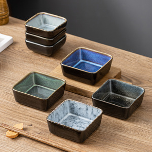 Ciotole in Ceramica per Salse, Quadrate da 3 Pollici, Ecologiche e Durevoli, Stile Japandi, Piattini per Salsa di Soia, Piccole Ciotole per Antipasti, Adatte al Microonde - Product Image 1