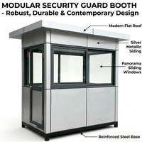 Cabine de sécurité rectangulaire préfabriquée moderne et respirante en structure acier, personnalisable et portable, pour agents de sécurité et agents de parking