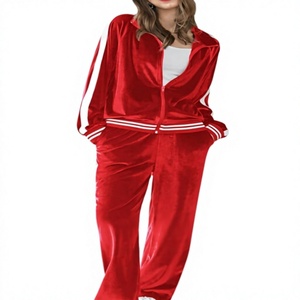 Ensemble de survêtement deux pièces pour femme : sweat à capuche à manches longues et pantalon large décontracté - Product Image 1