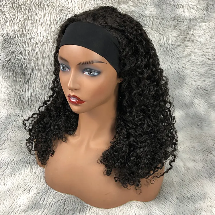 Non transformés sans colle bandeau perruque couleur naturelle droite brésilienne vierge bandeau perruques pour les femmes noires cheveux humains