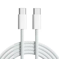 Câble tressé en nylon double USB-C 60W durable 1M pour charge rapide et transfert de données pour iPhone 16/15 Pro Max iPad Ordinateur