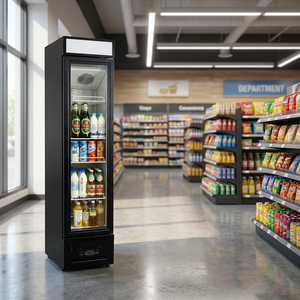 Vitrine Réfrigérée Commerciale pour Crèmes Glacées, <span class=keywords><strong>Armoire</strong></span> Verticale Ultra-Mince à Porte Vitrée pour Présentation de Crèmes Glacées - Product Image 1