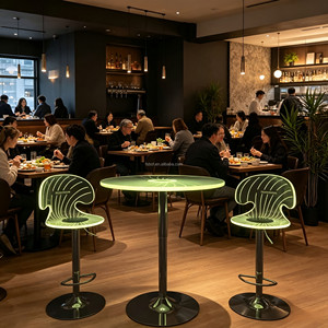Table de <span class=keywords><strong>bar</strong></span> lumineuse à LED vertes en forme de vague, tabouret de <span class=keywords><strong>bar</strong></span> en acrylique lumineux, pour projets d'aménagement de bars à vin en extérieur sur toits - Product Image 3