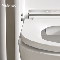 WC intelligent monobloc en céramique avec bidet intégré, chasse d'eau à jet siphonique, chasse automatique, siège chauffant et télécommande, à poser au sol