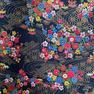 Gran oferta 150cm * 100cm Japón algodón pequeño Floral puro algodón rojo azul marino para Gament vestido tela textil para el hogar - Product Image 1