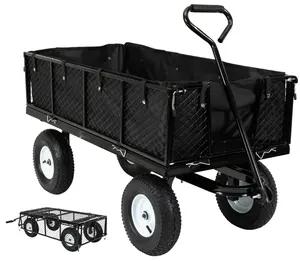 Excellents Garden Use Heavy Duty Metal 4 Wheels Truck Hand Trolleys Carts Tools Wire Mesh Trolleys