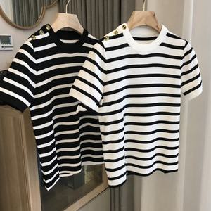 <span class=keywords><strong>Cardigan</strong></span> donna a maniche corte M724169898355 a maniche corte <span class=keywords><strong>nero</strong></span> bianco a righe da donna monopetto maglione a maglia <span class=keywords><strong>Cardigan</strong></span> - Product Image 3