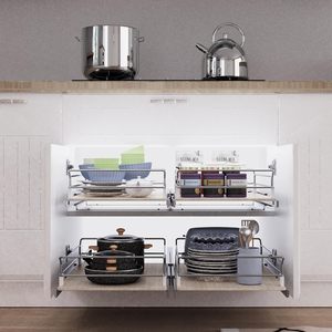 Organisateur de placard coulissant 11" L x 22" P, tiroirs coulissants, <span class=keywords><strong>rangement</strong></span> de <span class=keywords><strong>cuisine</strong></span>, en fer robuste, résistant aux taches, pour garde-manger - Product Image 4