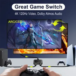 8K @ 60HZ/4K @ 120HZ HDMI2.1 8K HDMI Switch 2X1 8Bit CEC/ARC Switcher con 3D/HDR Do-lby Atmos