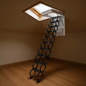 Escabeau escamotable en acier allié pour grenier, 10,6 pieds, capacité 660 lb, pour usage intérieur en villa - Product Image 2