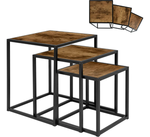 Venta de mesa de centro, juego de anidación, tres mesas de té apilables, sala de estar, dormitorio, mesa auxiliar con marco de hierro - Product Image 1