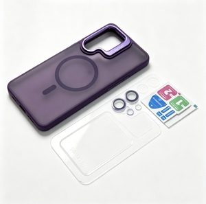 Étui magnétique mat pour <span class=keywords><strong>Samsung</strong></span> <span class=keywords><strong>Galaxy</strong></span> S24 S23 <span class=keywords><strong>Ultra</strong></span> <span class=keywords><strong>S22</strong></span> Plus, coque arrière givrée avec béquille métallique pour appareil photo - Product Image 2