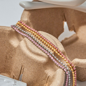 Crystal <b>Bracelet</b> Women's Gold Silver Pink Zircon Chain Everyday Wear Jewelry Geometric <b>Ball</b> Shape Claw Setting Yiwu Origin - Product Image 2