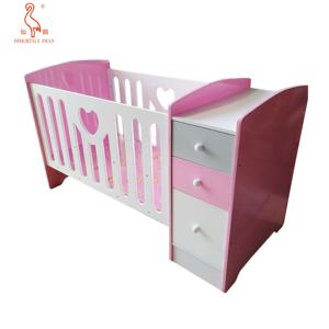 <span class=keywords><strong>Cuna</strong></span> de madera multifuncional 3 en 1 con cajones de noche y cambiador <span class=keywords><strong>Cuna</strong></span> de madera para bebé ajustable en altura - Product Image 4