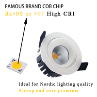 Plafonnier LED COB orientable à 360°, certifié CE EU, dimmable, étanche IP44, anti-éblouissement, CRI élevé, garantie 5 ans