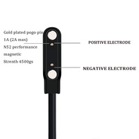Câble de charge magnétique universel 2 broches Espace 4,0 mm Câble de charge magnétique pour montre intelligente W26/W26+/GX08/QS58/TB14/QG21/FT10/FT18/