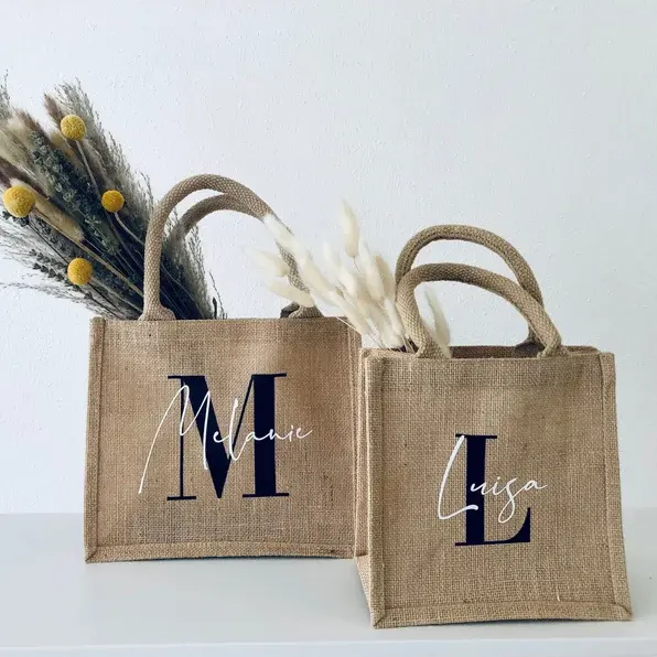 Personalized Jute Bag for Mom Mother's Day Bridesmaid Custom Beach Jute Tote Bag Bride Bag