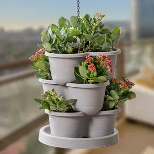 Maceta de fresa apilable para jardín, maceta de plástico, plantas, torre de jardín de 5 niveles Vertical - Product Image 3