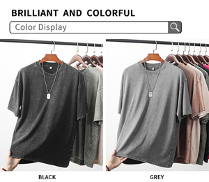 เสื้อยืด Joychuang ผ้าฝ้าย 100% ซักแล้ว ทรงโอเวอร์ไซส์ สไตล์วินเทจ ล้างสีแบบแอซิดวอช รับสกรีนโลโก้ เสื้อเปล่า สตรีทแวร์ ใส่ได้ในฤดูร้อน - Product Image 3