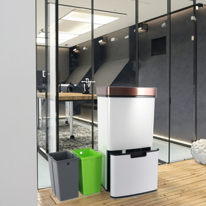 Hot bán 72L tự động tái chế thép thép không gỉ Thùng rác có thể cảm biến trong nhà nhà phòng tắm nhà bếp vuông container - Product Image 5