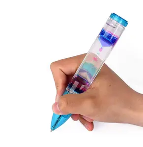 Ontspannende Kalmerende Fidget Zintuiglijke Kleurrijke Zandloper Timer Vloeibare Motion Waskolf Speelgoed Cool Pennen Met Droplet Beweging