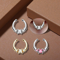 Faux Septum Piercing Nez Anneau Carré Zircon Nez Corps Bijoux En Gros Faux Septum Zircon Faux Nez Anneau