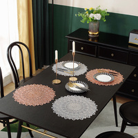 Sets de table ronds en PVC écologique au design classique pour table à manger et restaurants, sets de table décoratifs dorés pour mariage