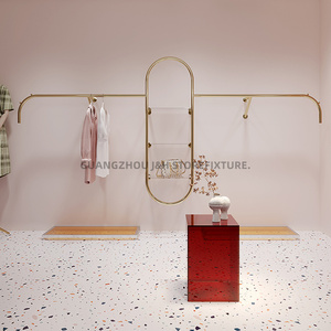 Nhà Máy Giá Rẻ Giá Hot Bán Vàng Vải Giá Treo Tường Acrylic Hiển Thị Kệ Móc Cho Cửa Hàng Quần Áo - Product Image 3