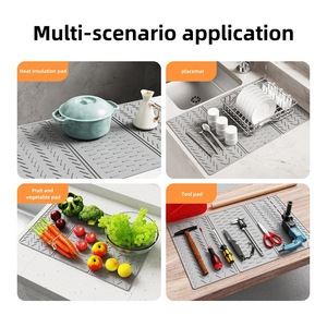 Large Trifold <b>Silicone</b> Dish Drying Mat Easy Clean Heat-Resistant BPA Free Multiple Usage Kitchen Counter Mats & Pads - Product Image 6